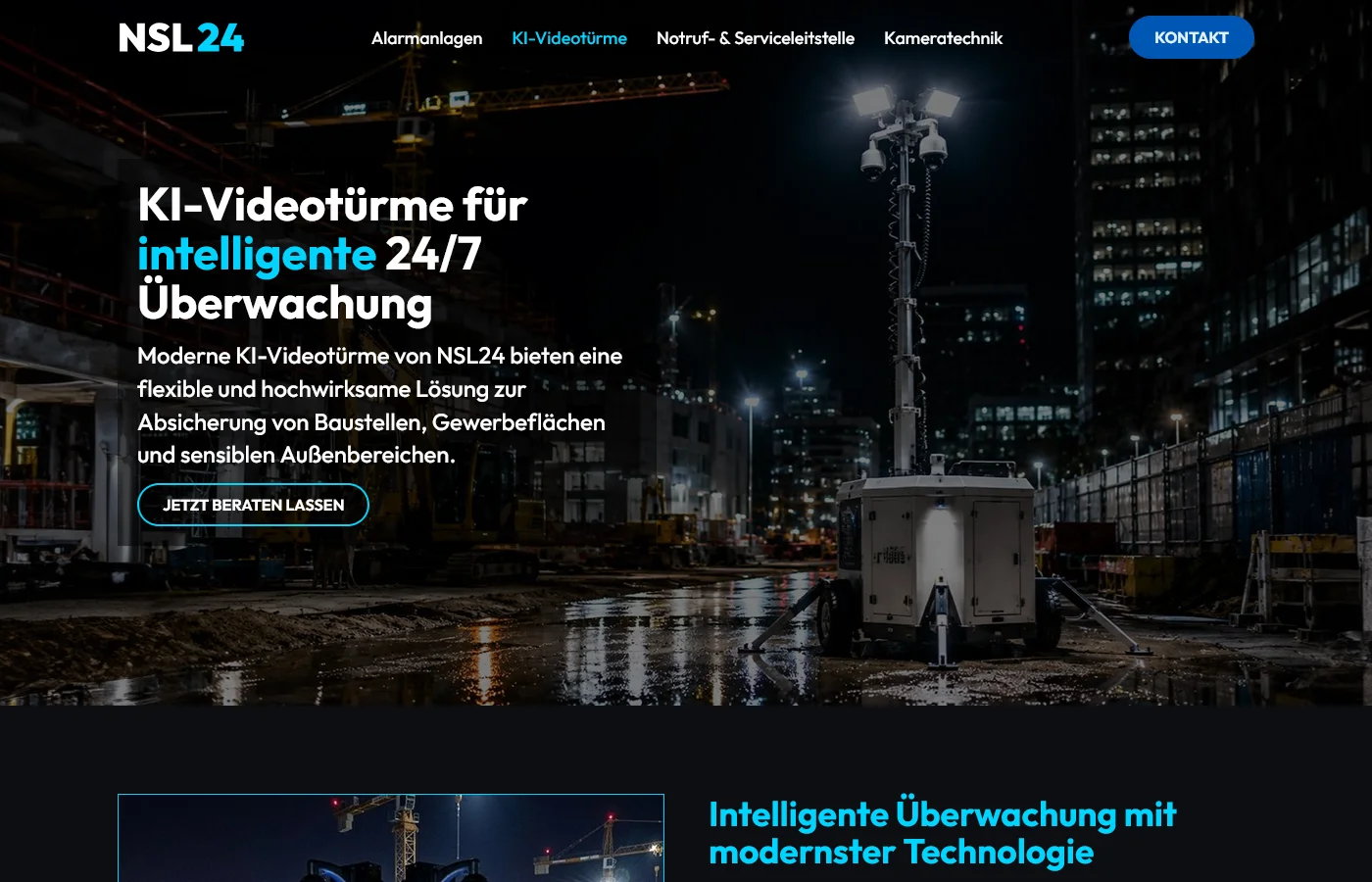 Website von NSL24 Sicherheitslösungen – Desktopansicht