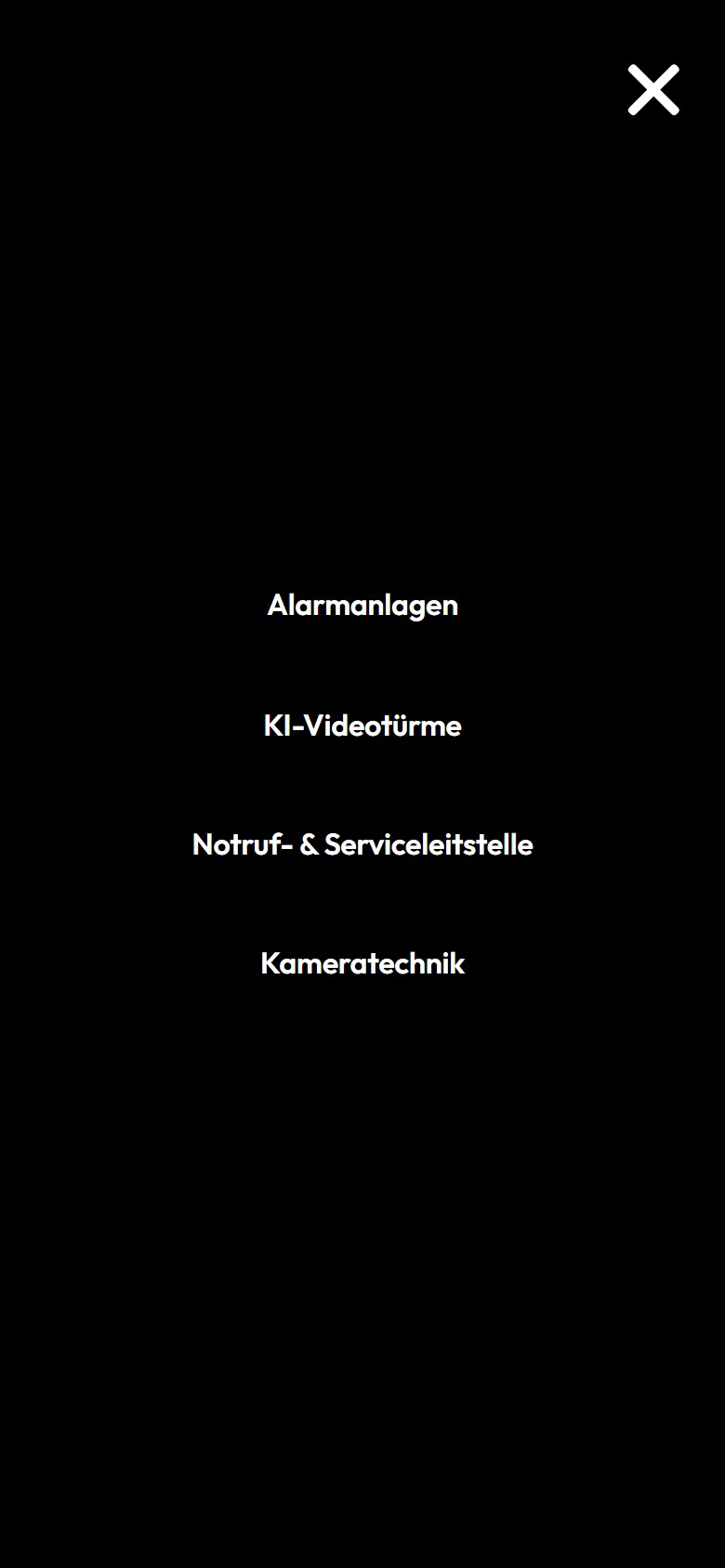 Website von NSL24 Sicherheitslösungen in der Handyansicht mit geöffnetem Menü