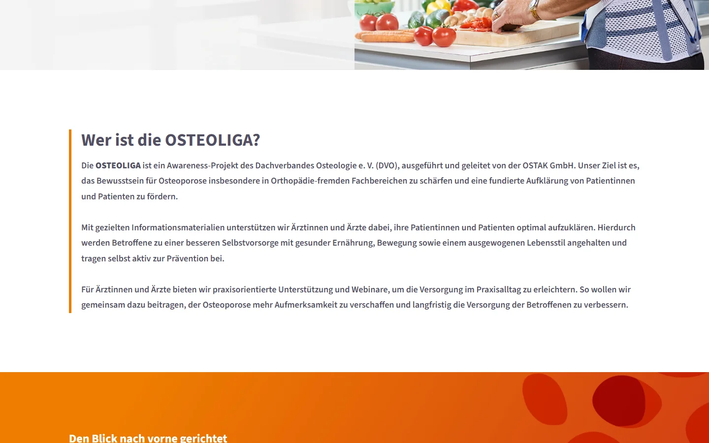 Website von Osteoliga – Desktopansicht: Wer ist die OSTEOLIGA?