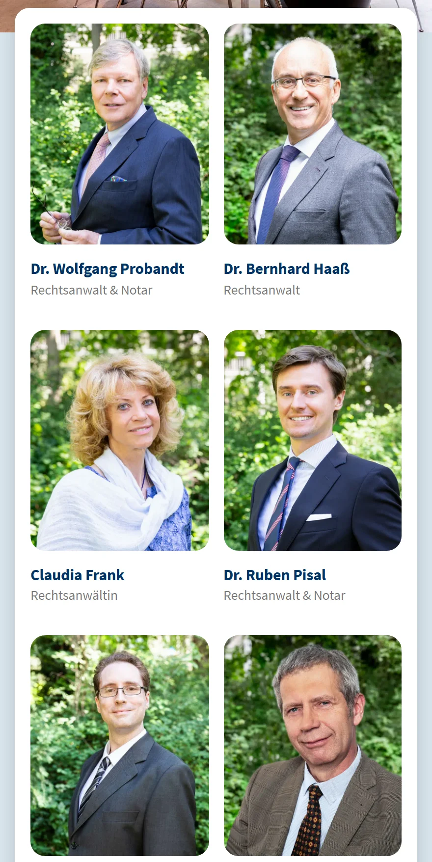Website von PROBANDT Rechtsanwälte und Notare – Handyansicht: Dr. Wolfgang Probandt