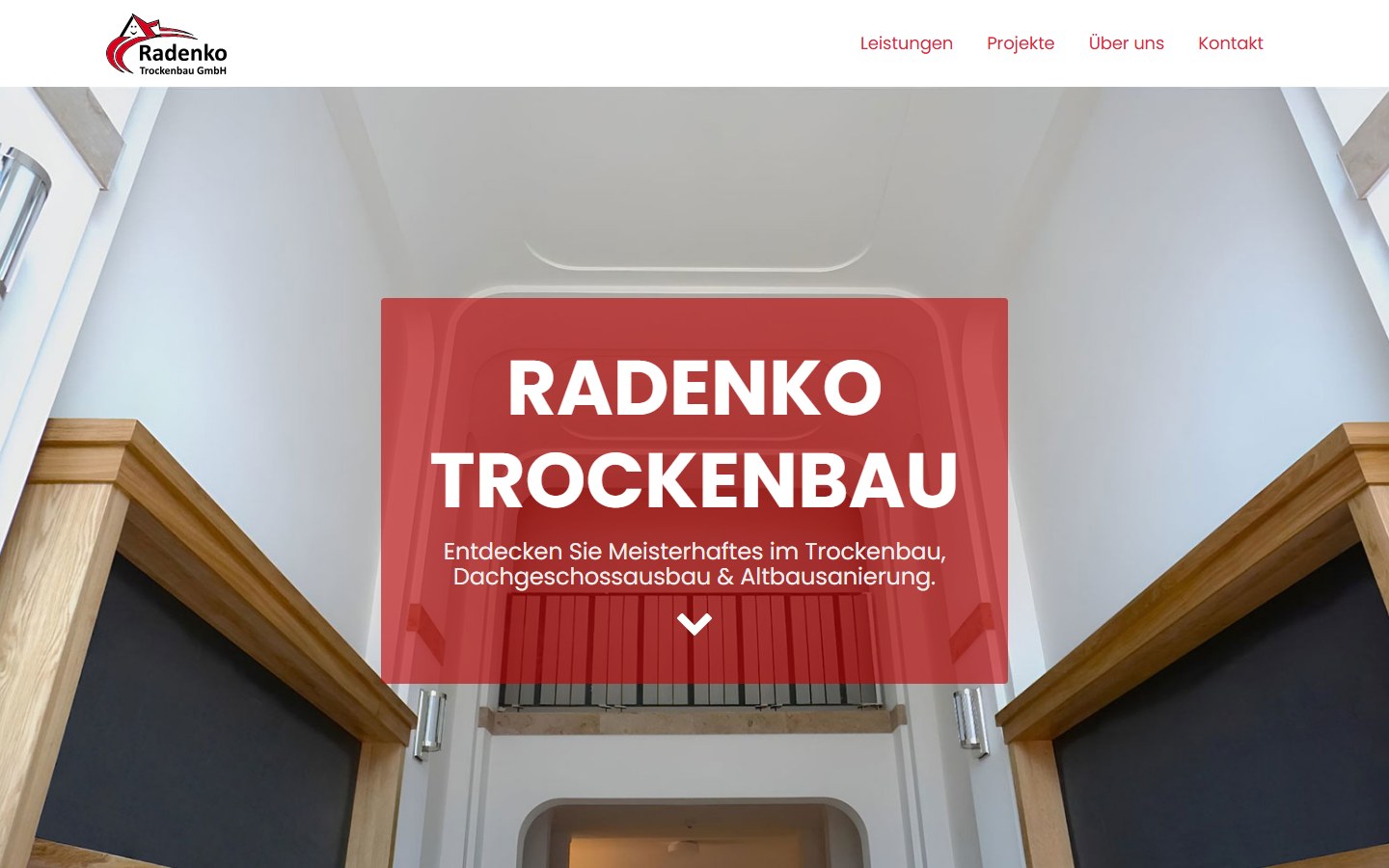 Website von Radenko Trockenbau GmbH – Desktopansicht