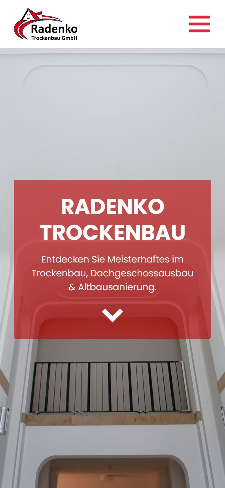 Website von Radenko Trockenbau GmbH – Handyansicht