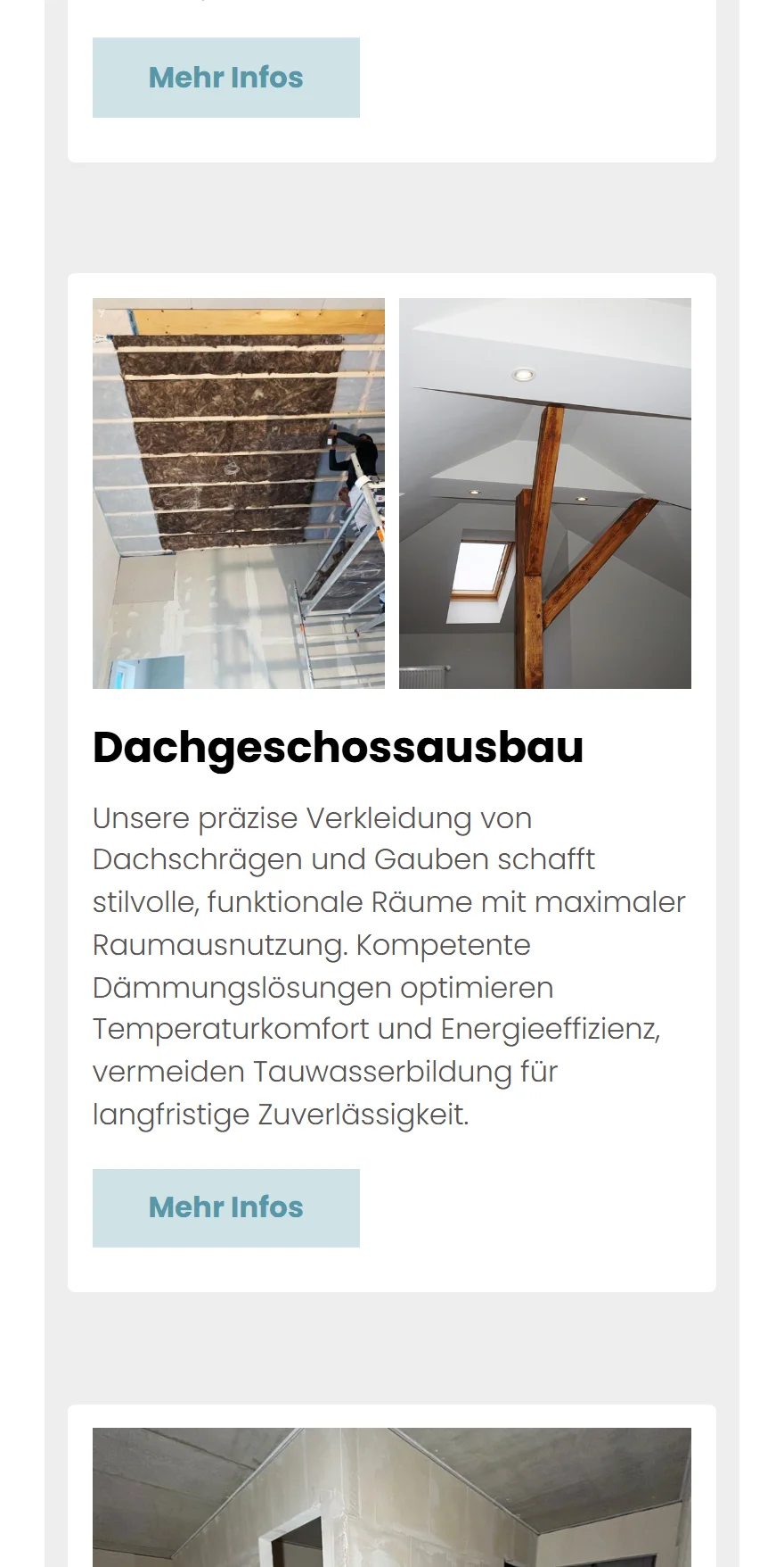 Website von Radenko Trockenbau GmbH – Handyansicht: Dachgeschossausbau