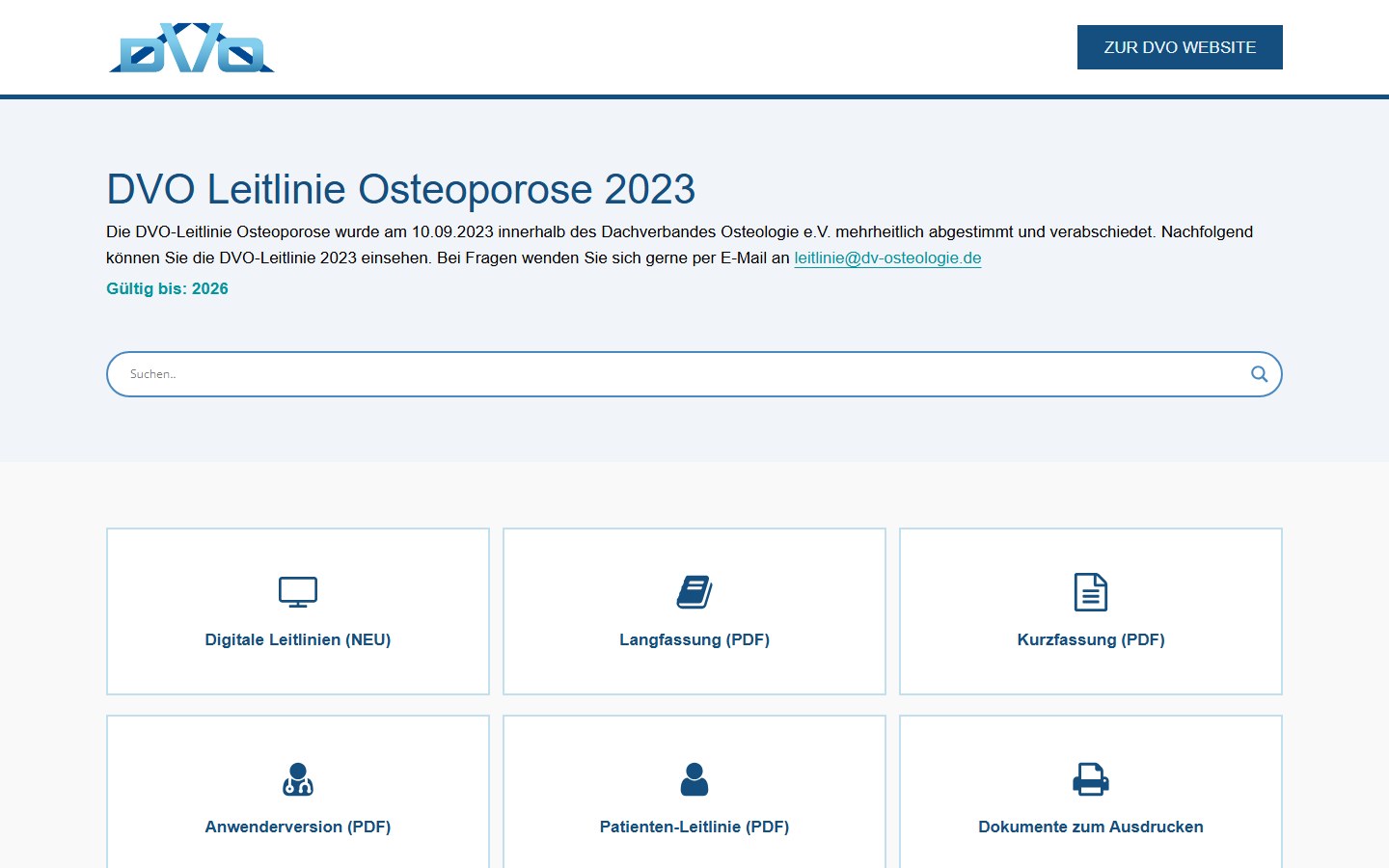 Startseite von DVO Leitlinie Osteoporose 2023