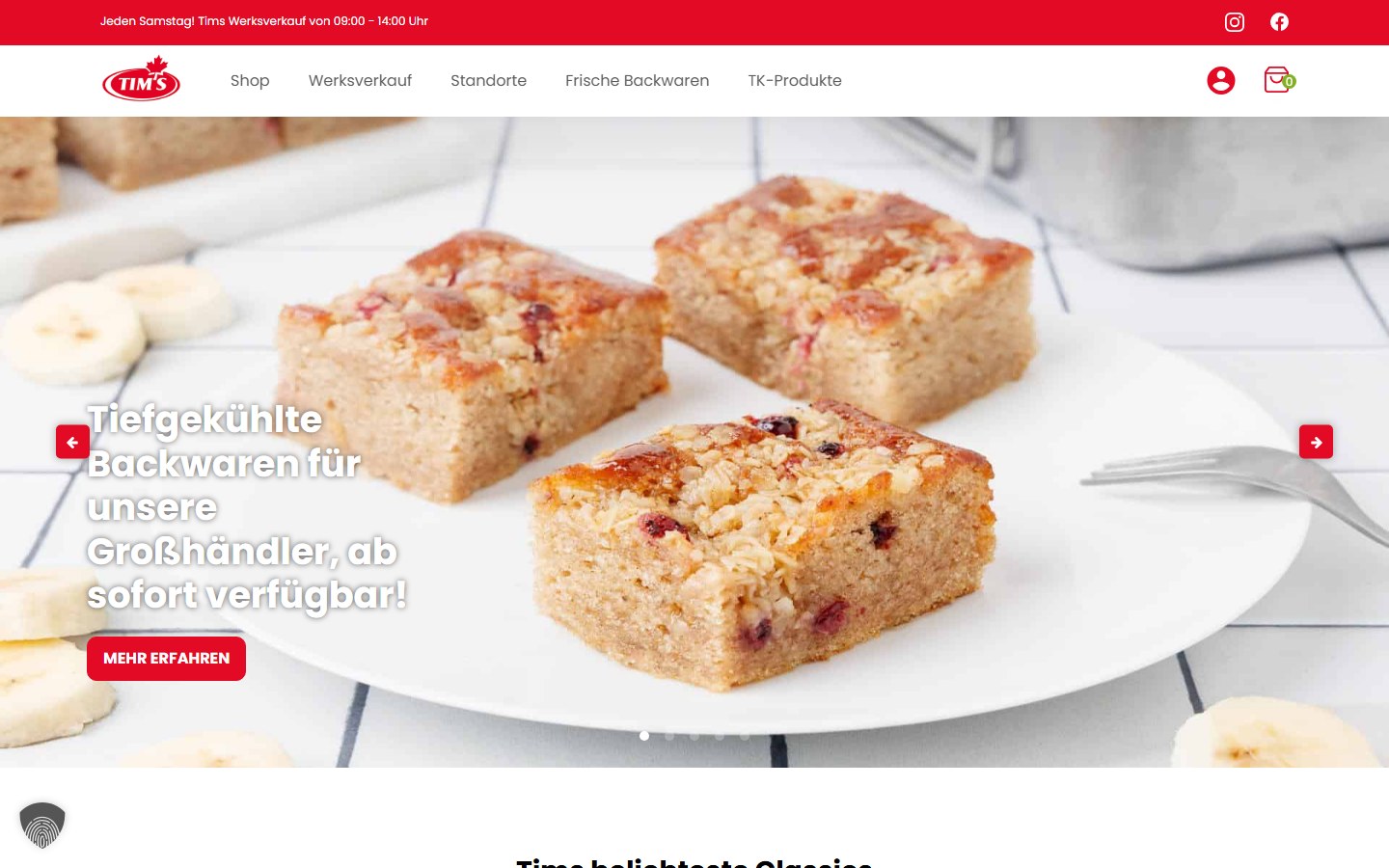 Startseite von Tims Kanadische Backwaren