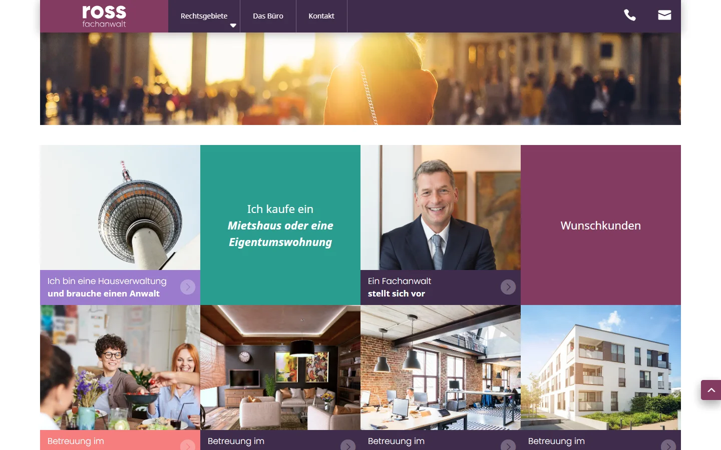 Website von Ross - Fachanwalt für Mietrecht – Desktopansicht: Ross