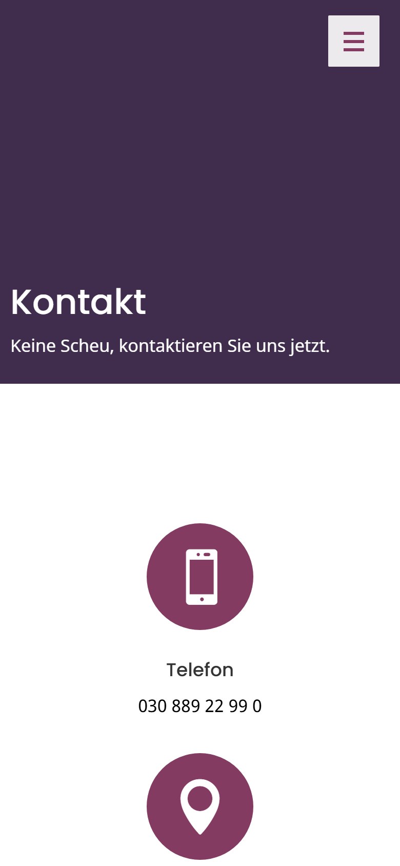 Website von Ross - Fachanwalt für Mietrecht – Handyansicht: Kontakt