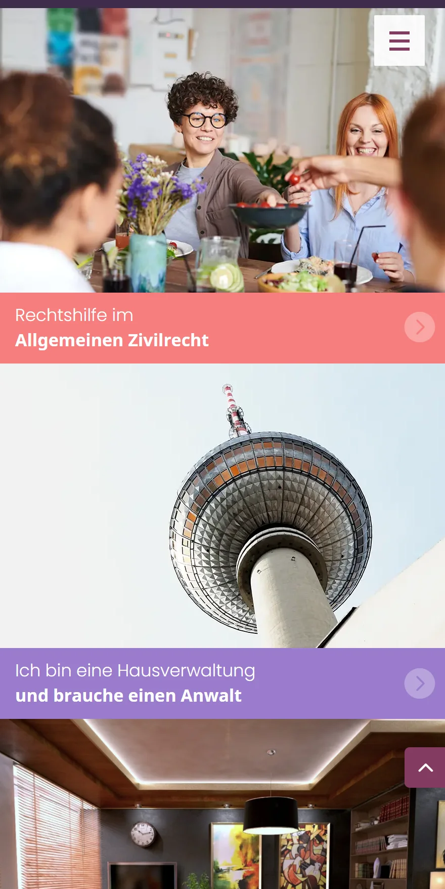 Website von Ross - Fachanwalt für Mietrecht – Handyansicht: Rechtsgebiete (weiterer Abschnitt)