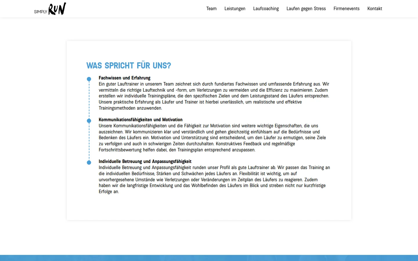 Website von SIMPLY RUN – Desktopansicht: Firmenfitness