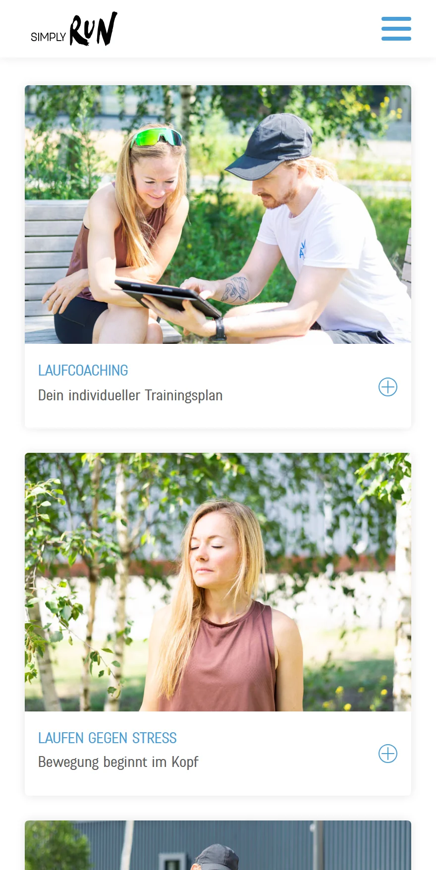 Website von SIMPLY RUN – Handyansicht: LAUFCOACHING