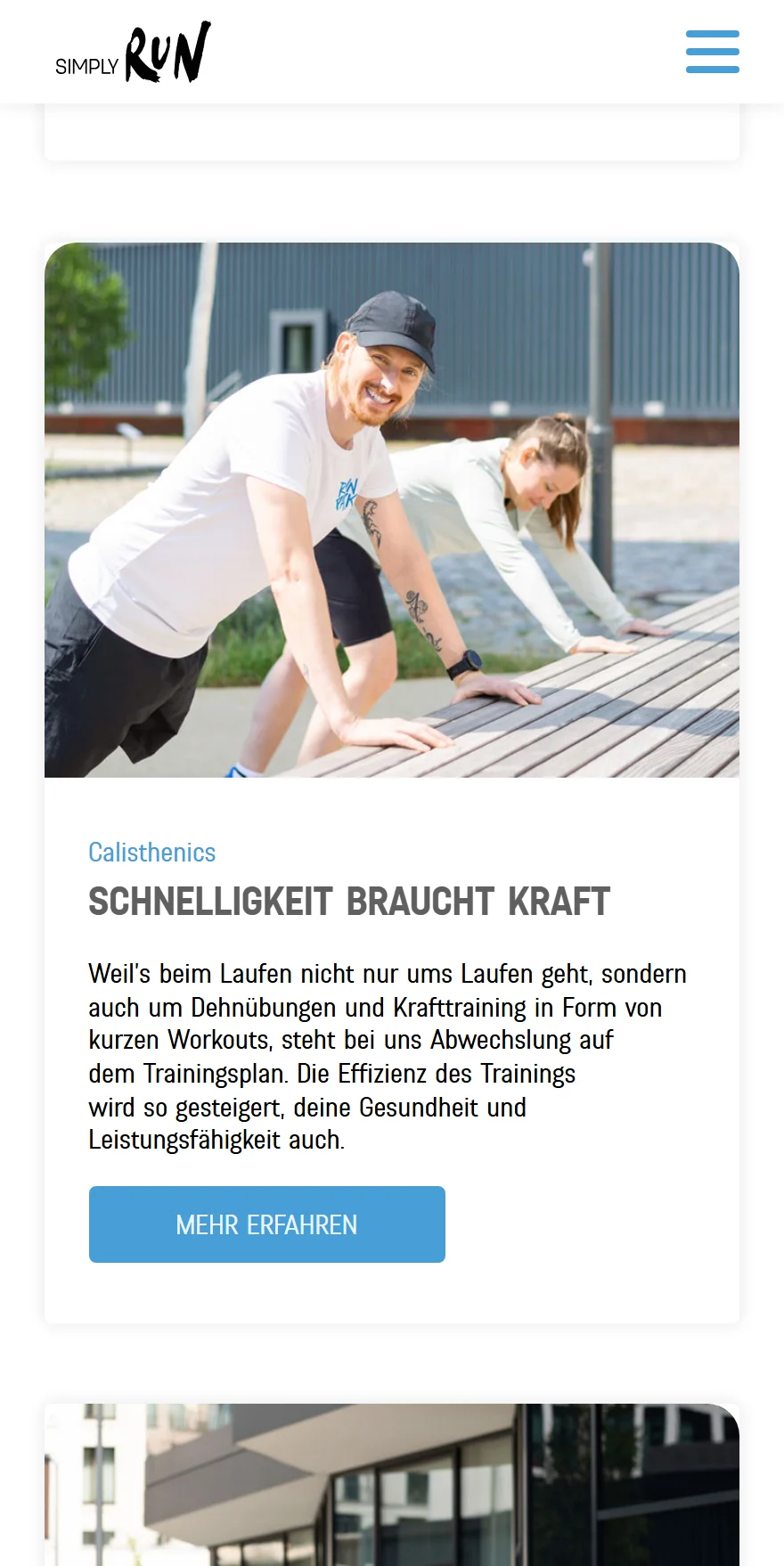 Website von SIMPLY RUN – Handyansicht: Calisthenics