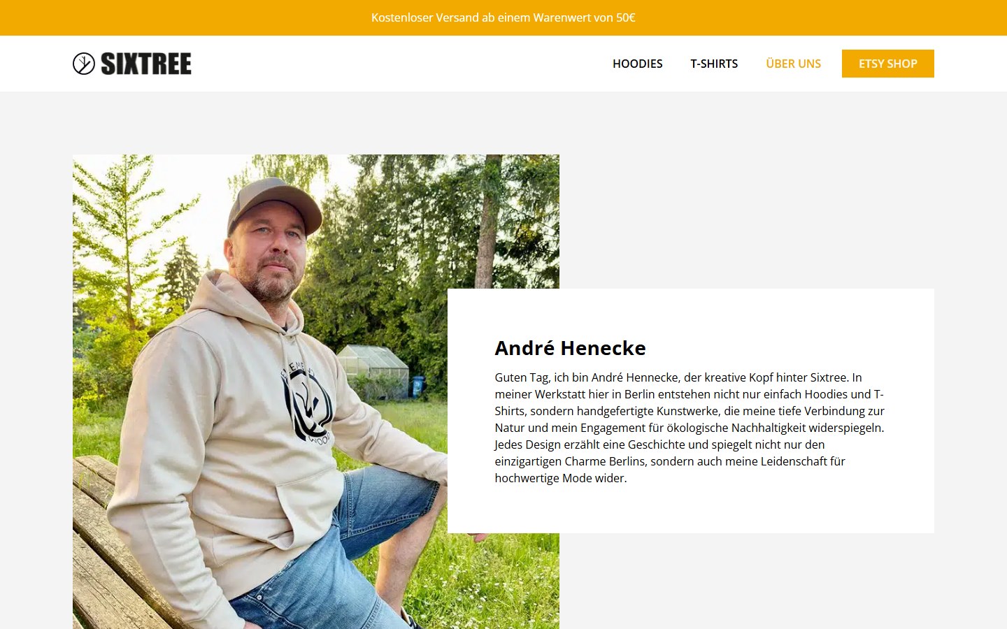 Website von Sixtree – Desktopansicht: Über Uns