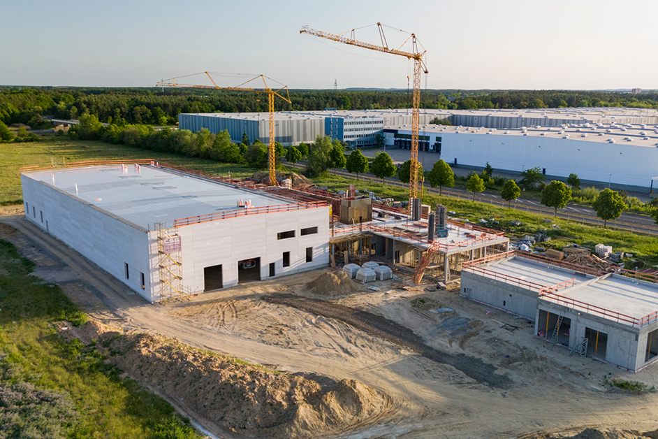 Baustellendokumentation mit einer Drohne von einer Baustelle in Ludwigsfelde
