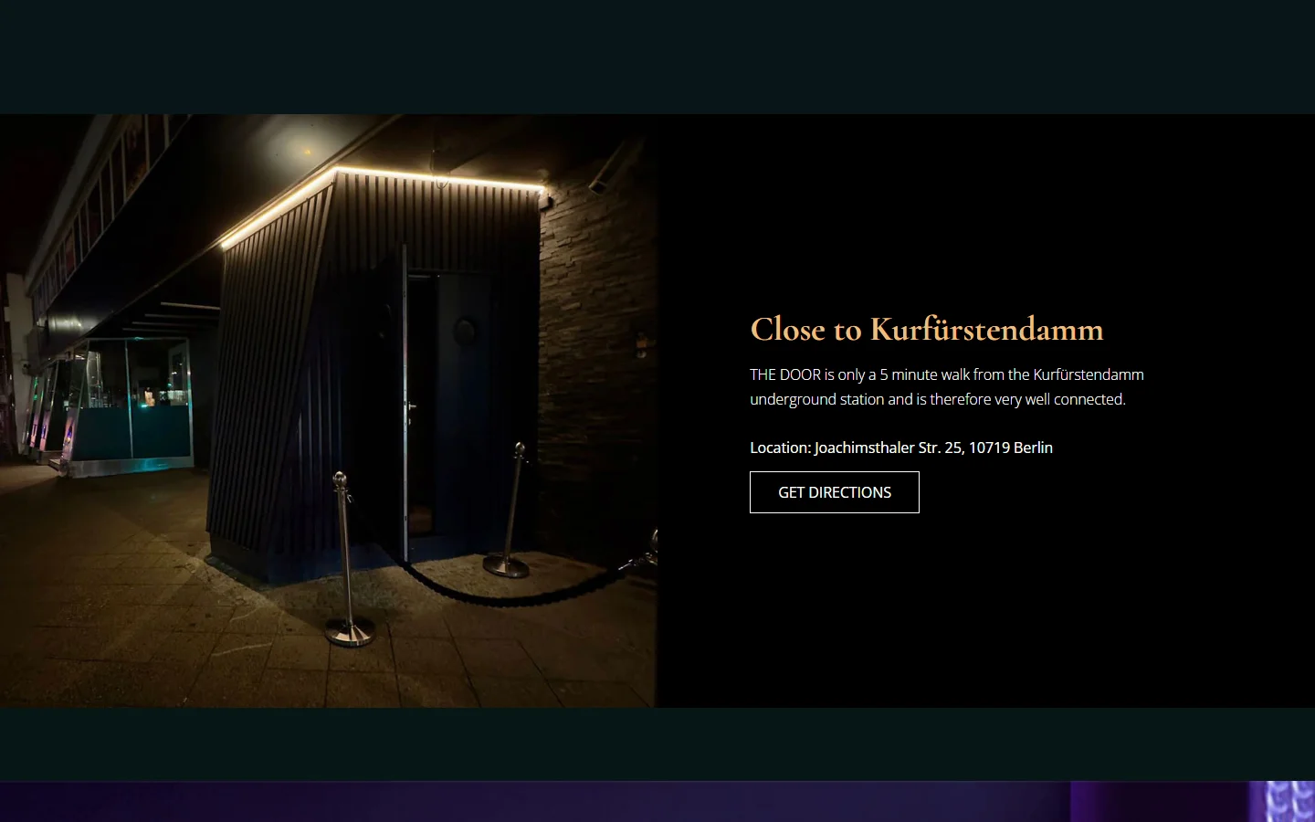 Website von THE DOOR – Desktopansicht: Close to Kurfürstendamm