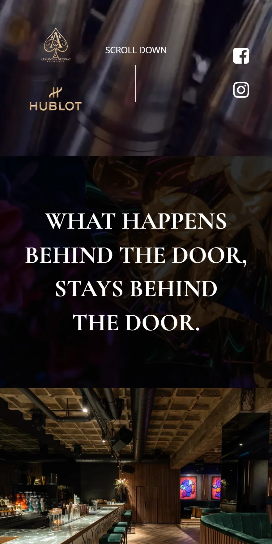 Website von THE DOOR – Handyansicht: WHAT HAPPENS BEHIND THE DOOR, STAYS BEHIND THE DOOR.