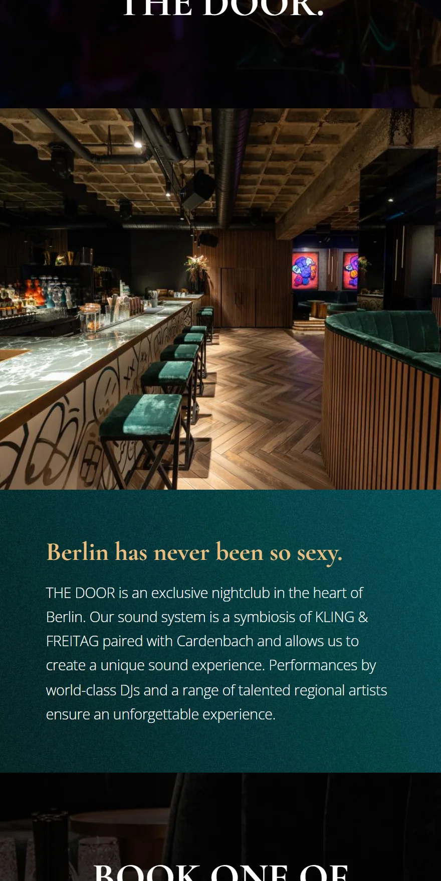 Website von THE DOOR – Handyansicht: Berlin has never been so sexy.