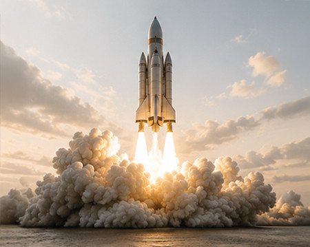 Raketenstart als Symbol für den erfolgreichen Launch einer neuen Unternehmenswebsite.